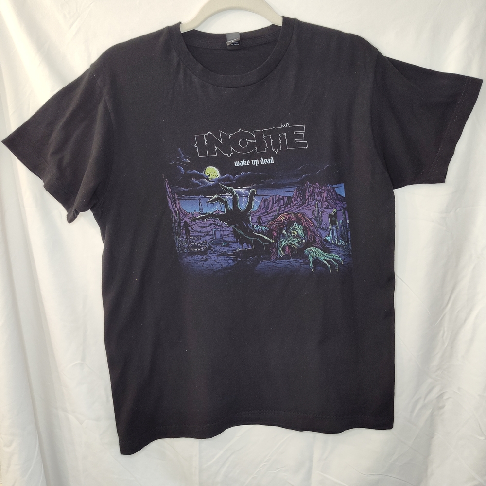 Tultex Black Graphic Tee with Purple and Green Design